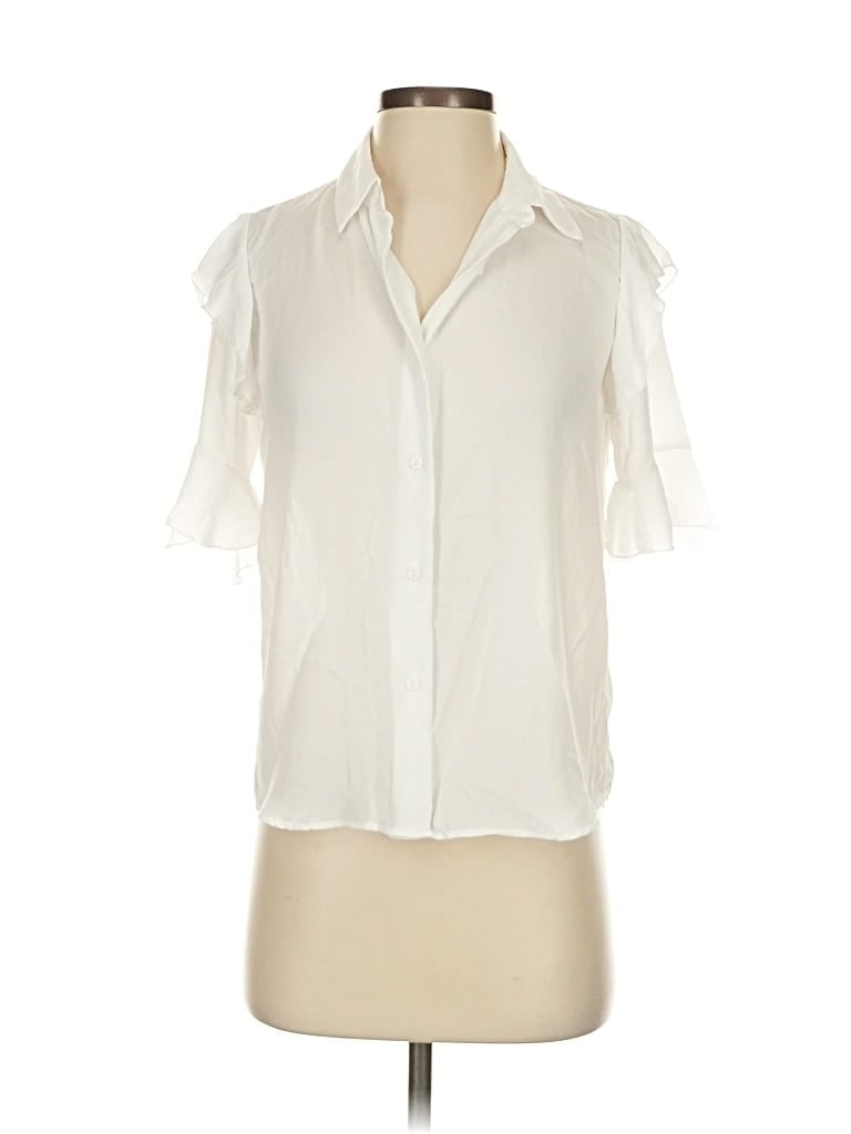 Pre-owned T Tahari Short Sleeve Blouse In White