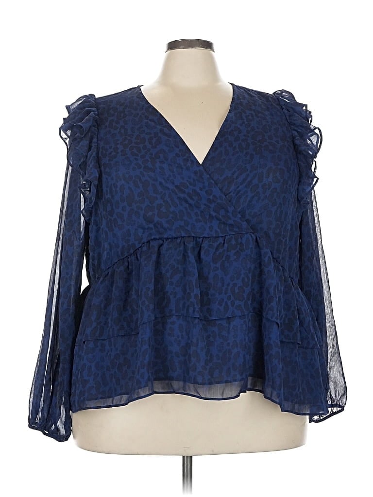 Pre-owned Torrid Long Sleeve Blouse In Blue