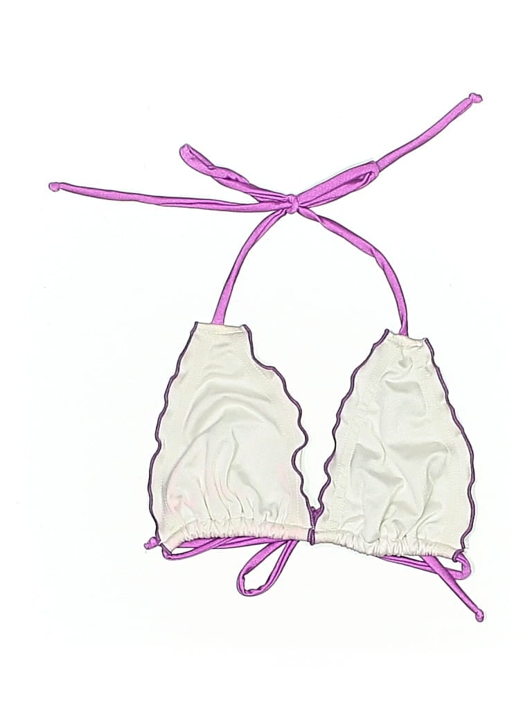 UNBRANDED Pre-owned Swimsuit Top Ivory Graphic Pattern Swimwear In White