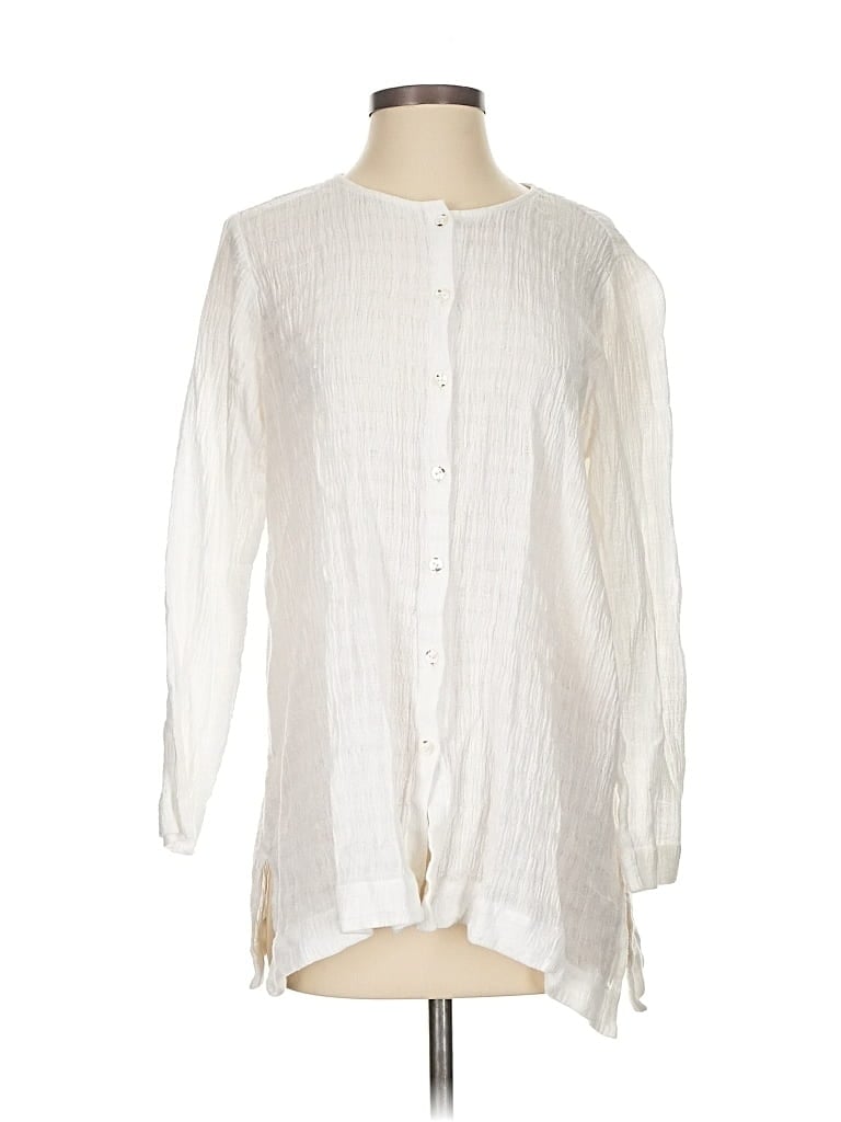 Pre-owned Purejill Long Sleeve Blouse In White