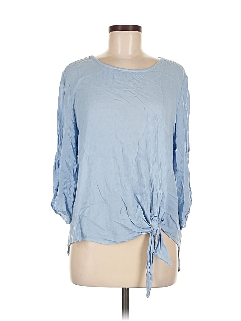 Pre-owned B Collection By Bobeau 3/4 Sleeve Blouse In Blue