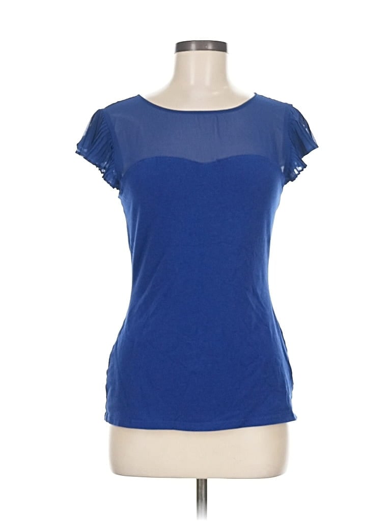 Pre-owned Express Outlet Short Sleeve Top Blue Sweetheart Neckline Tops