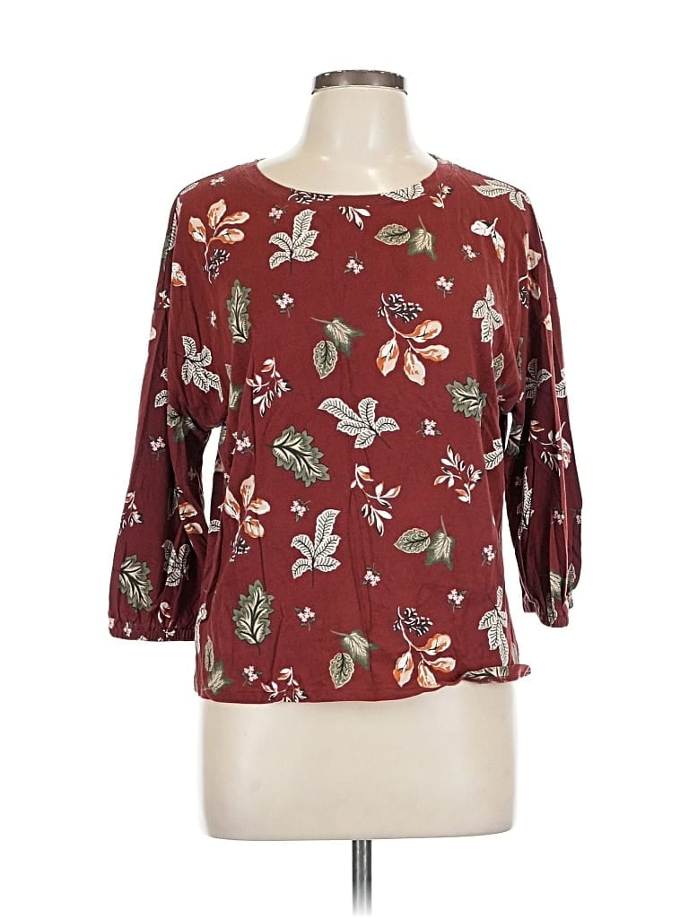 Pre-owned Ann Taylor Loft Outlet 3/4 Sleeve Blouse In Burgundy