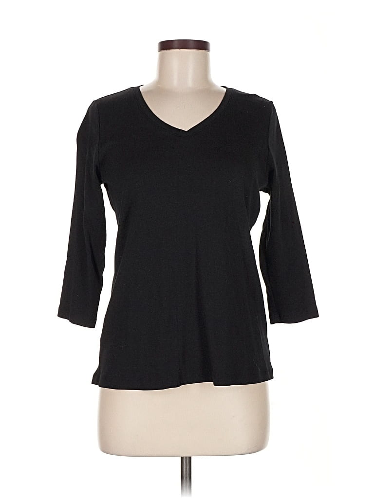 Pre-owned St. John's Bay 3/4 Sleeve T-shirt In Black