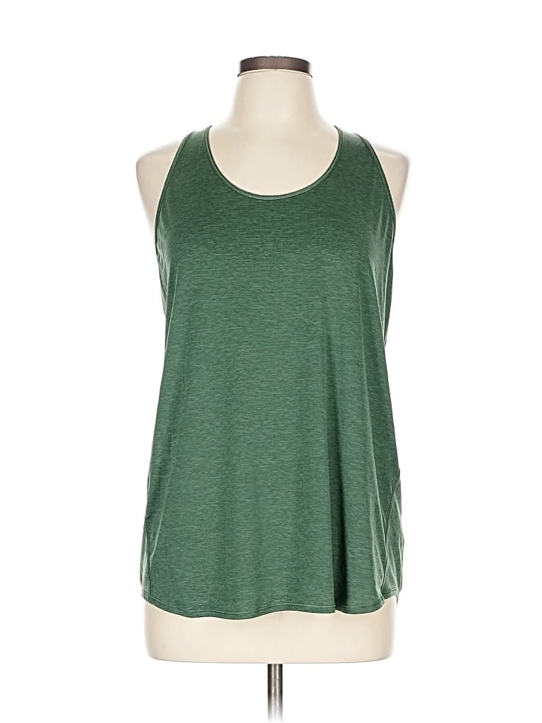 Pre-owned Lululemon Athletica Tank Top Green Solid Pattern Crew Neck Tops