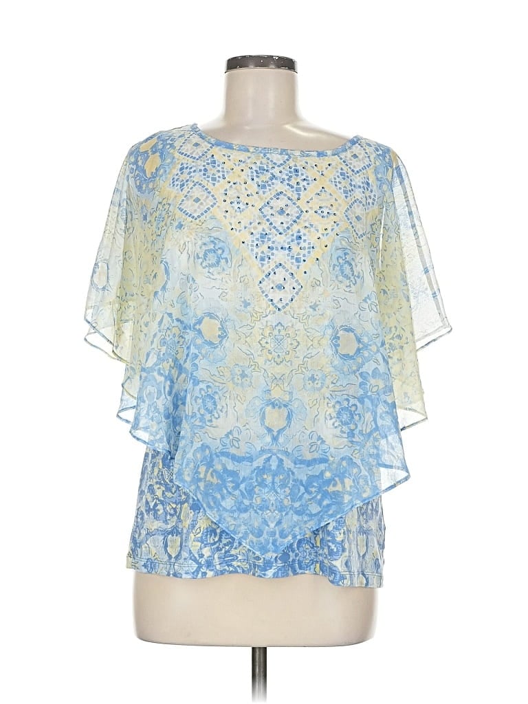 RUBY RD. Pre-owned Short Sleeve Blouse In Blue