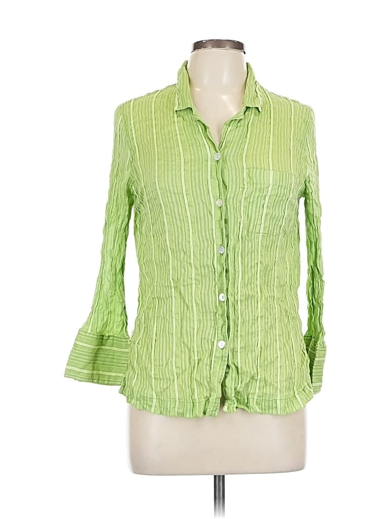 Pre-owned French Laundry 3/4 Sleeve Blouse In Green