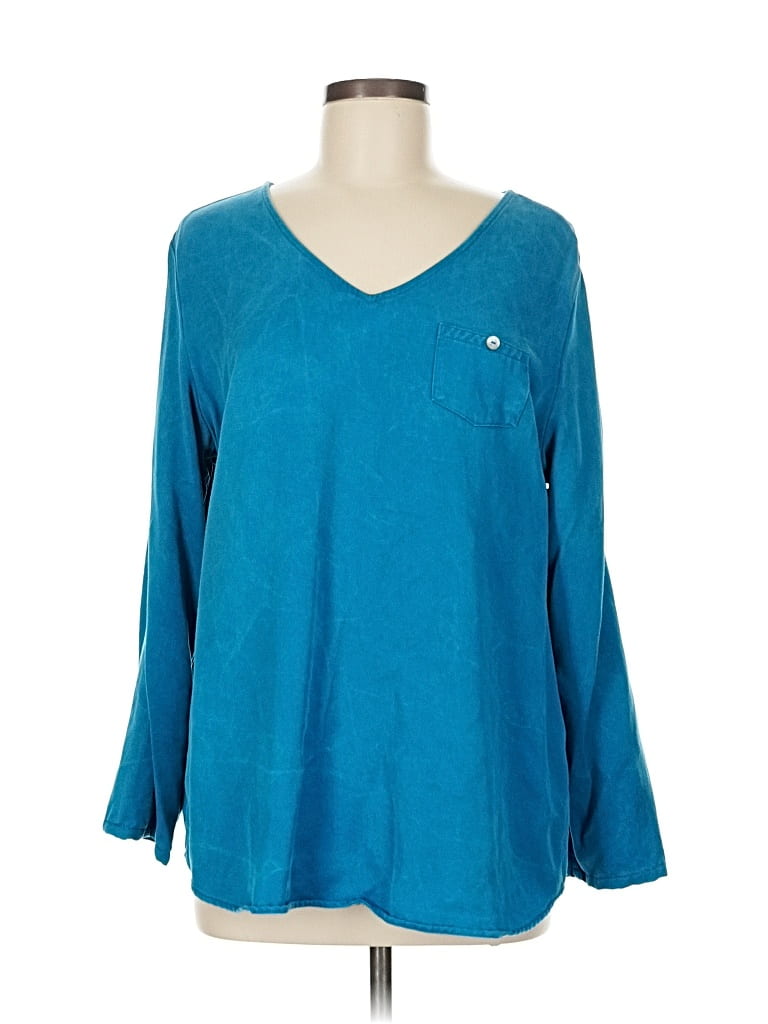 Pre-owned Soft Surroundings Long Sleeve Blouse In Blue