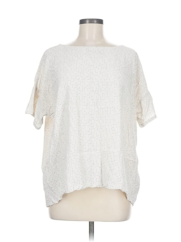 EILEEN FISHER Pre-owned Short Sleeve Top Ivory Crew Neck Tops In White