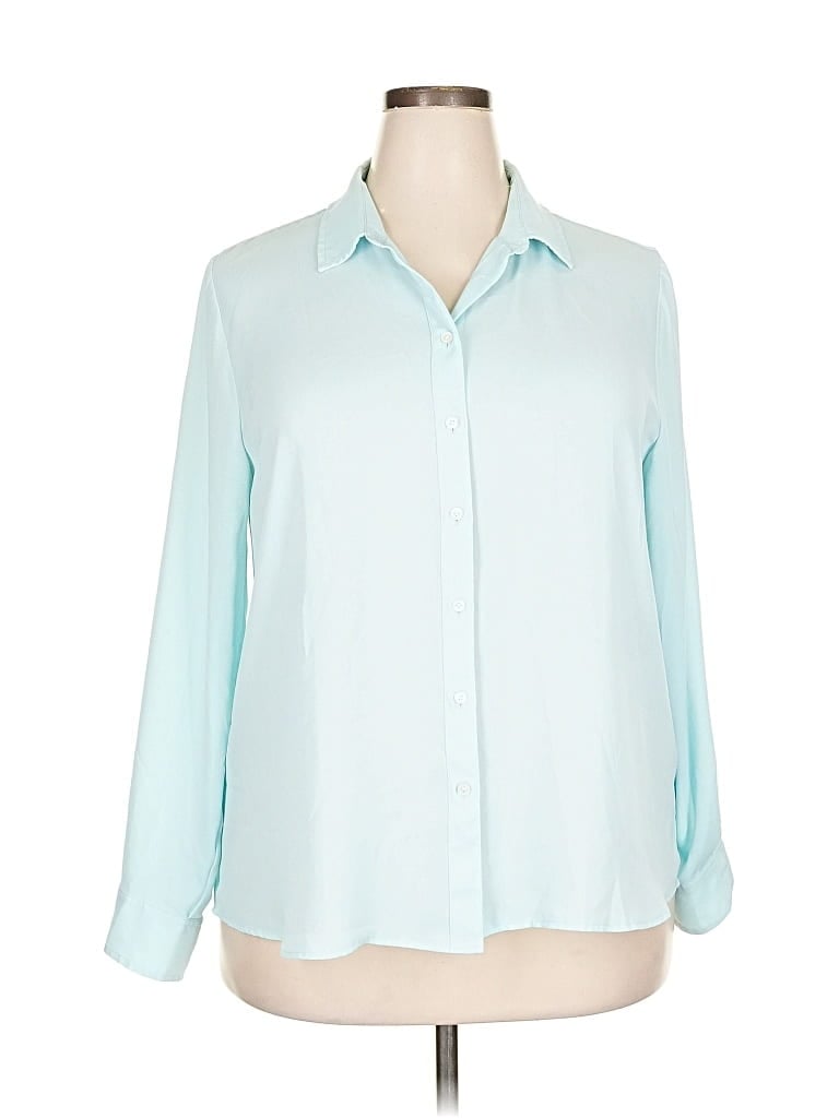 Pre-owned J.crew Factory Store 3/4 Sleeve Blouse In Blue