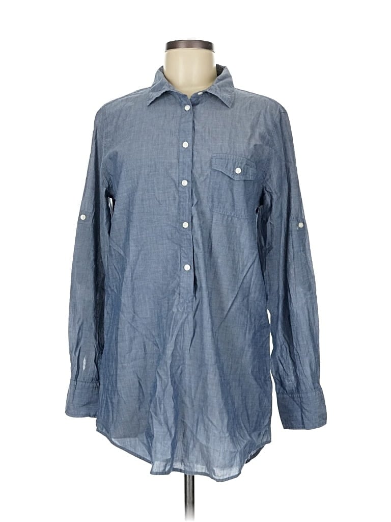 Pre-owned J.crew Factory Store Long Sleeve Button Down Shirt In Blue