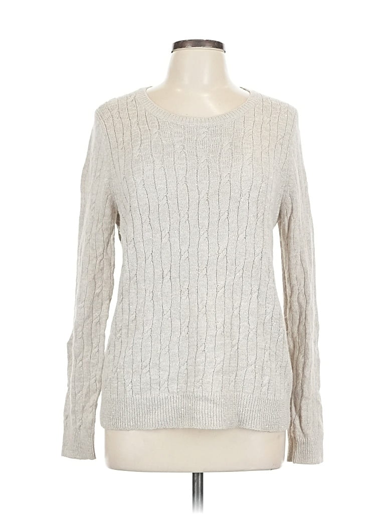 Pre-owned Ann Taylor Loft Pullover Sweater In Silver
