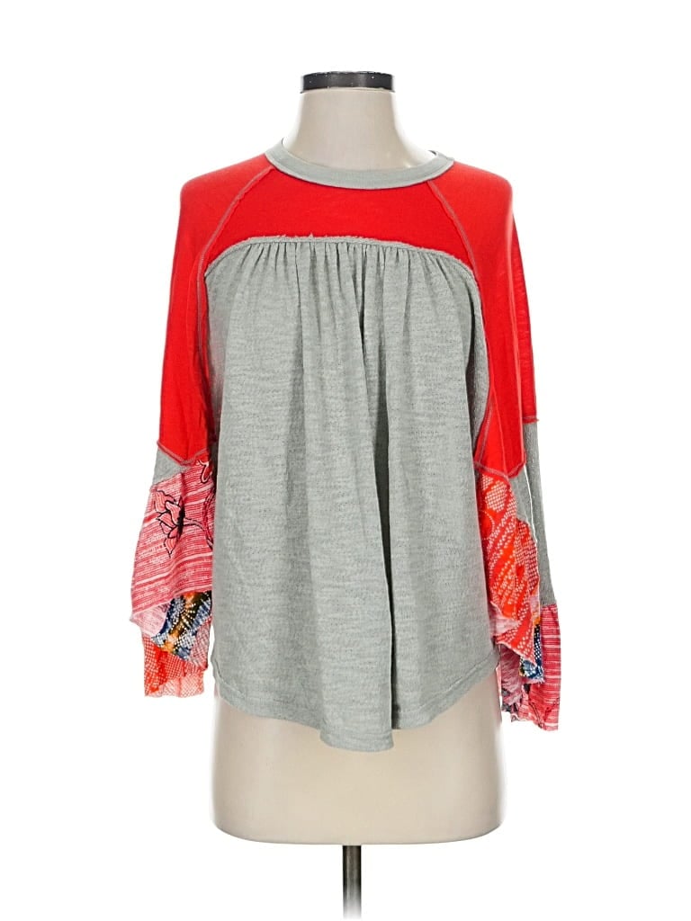 WE THE FREE Pre-owned Long Sleeve Blouse In Gray