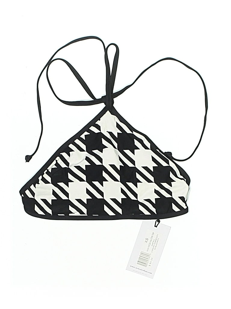 Weworewhat Swimsuit Top Black Houndstooth Pattern Swimwear