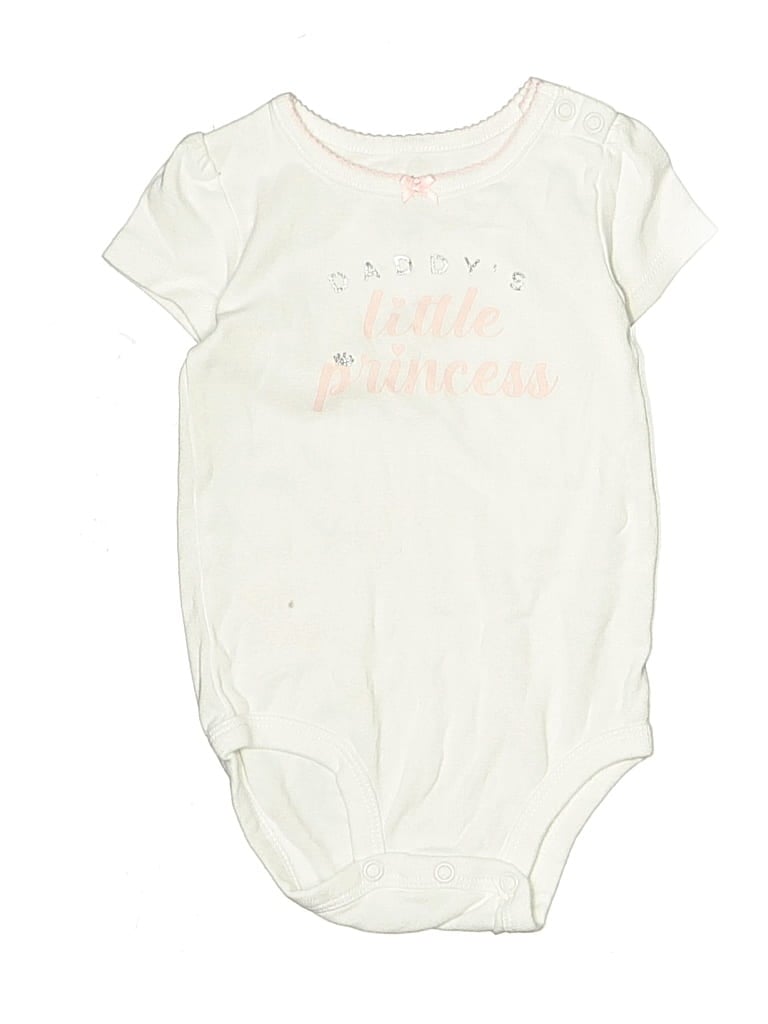Pre-owned Carter's Babies' Short Sleeve Onesie In White