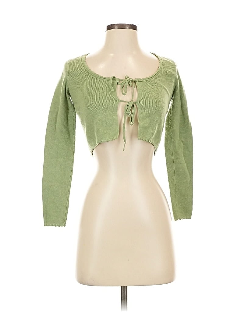 Pre-owned La Hearts Long Sleeve Top Green Sweetheart Neckline Tops