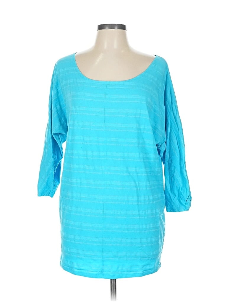 Pre-owned Athleta 3/4 Sleeve T-shirt In Blue