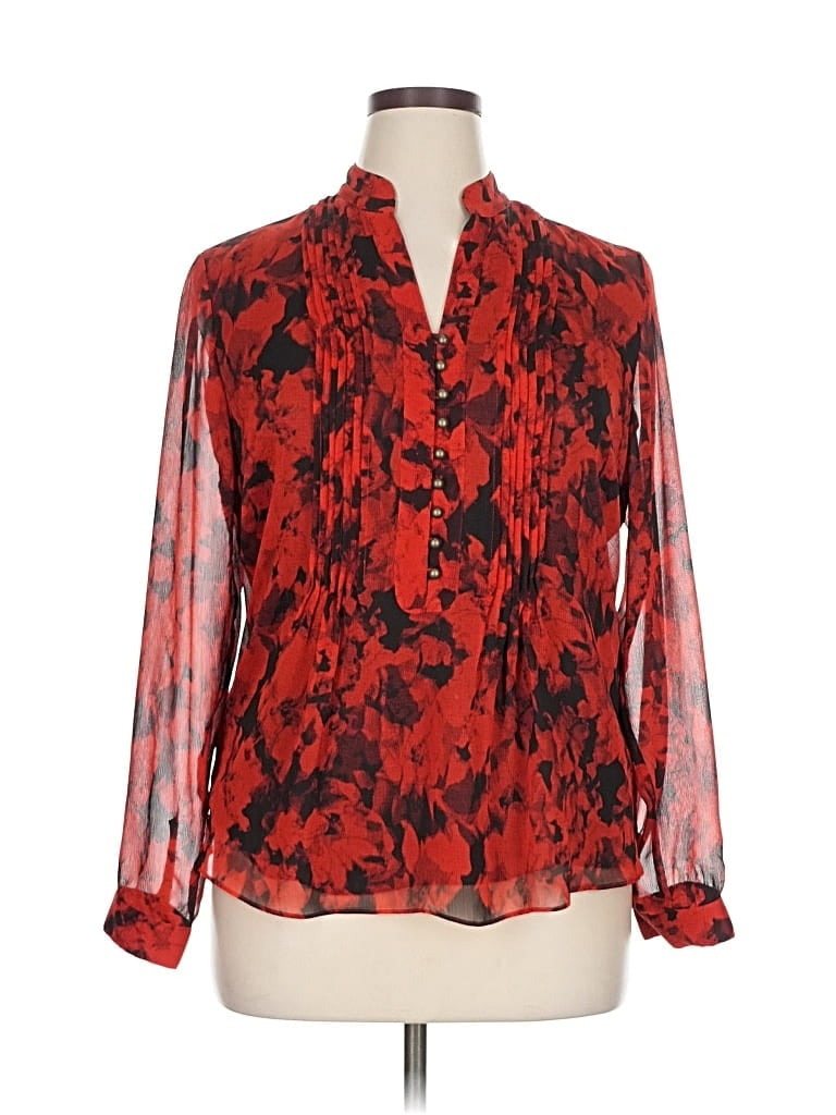 Pre-owned Coldwater Creek Long Sleeve Blouse In Red