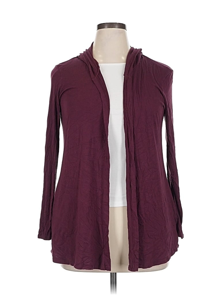 Pre-owned 24seven Comfort Apparel Cardigan Sweater In Burgundy