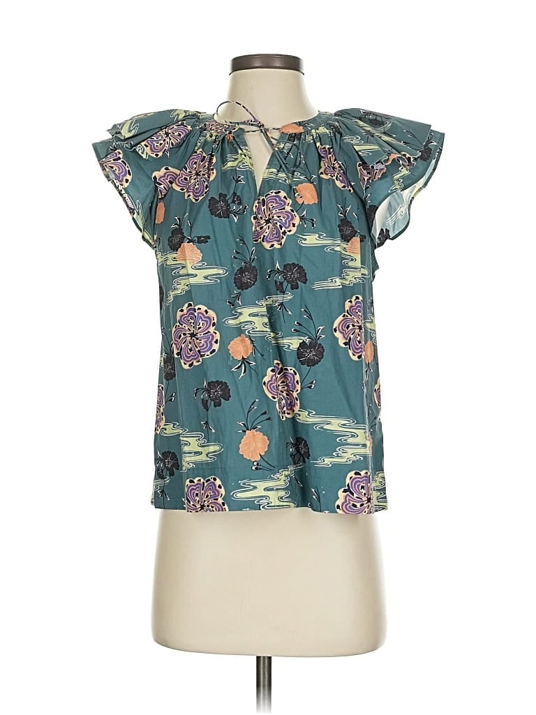 Pre-owned Ulla Johnson Short Sleeve Blouse In Blue