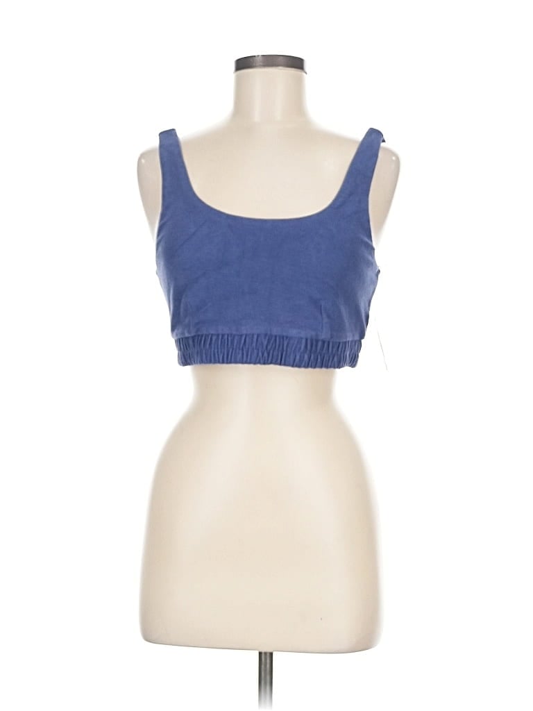 Pre-owned Fabletics Tank Top Blue Solid Pattern Scoop Neck Tops