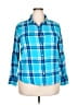 Woolrich 100% Cotton Plaid Blue 3/4 Sleeve Button-Down Shirt Size XXL - photo 1