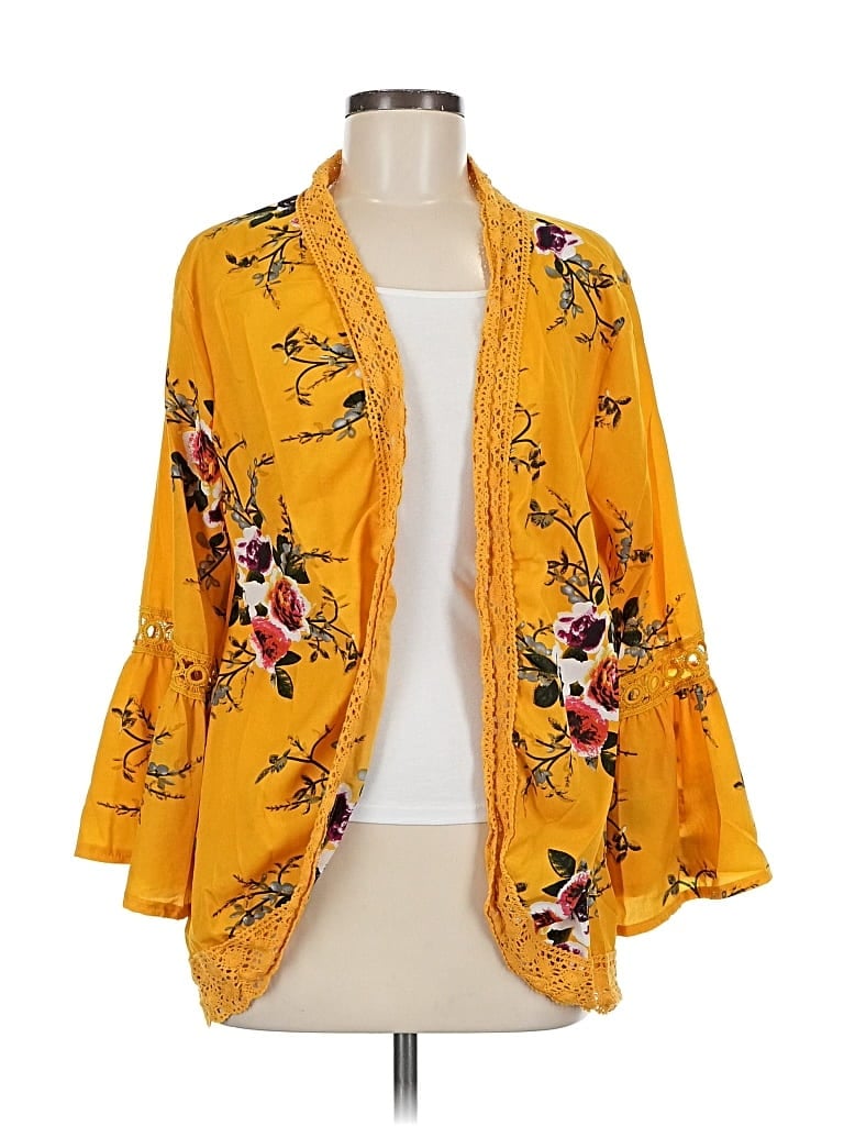 Pre-owned Unbranded Kimono In Yellow