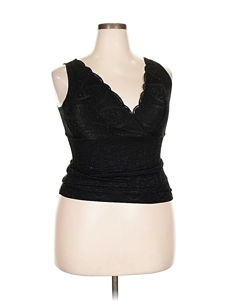 Pre-owned Daisy Fuentes Sleeveless Top Black Sweetheart Neckline Tops