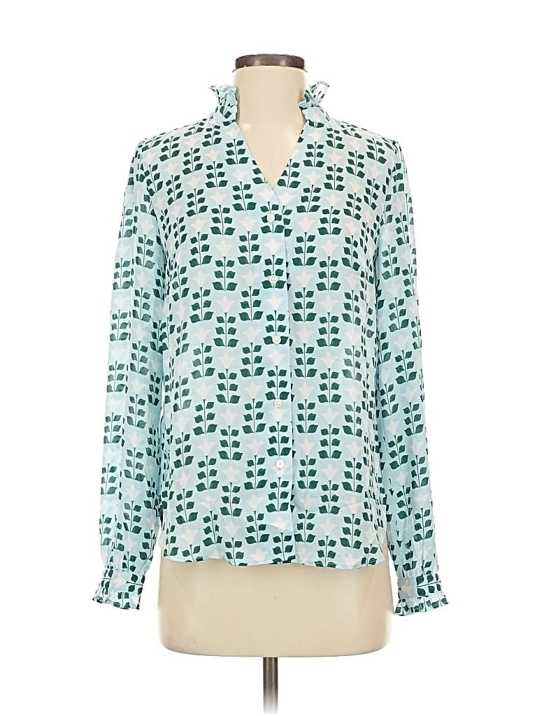 Pre-owned Ann Taylor Long Sleeve Blouse In Blue