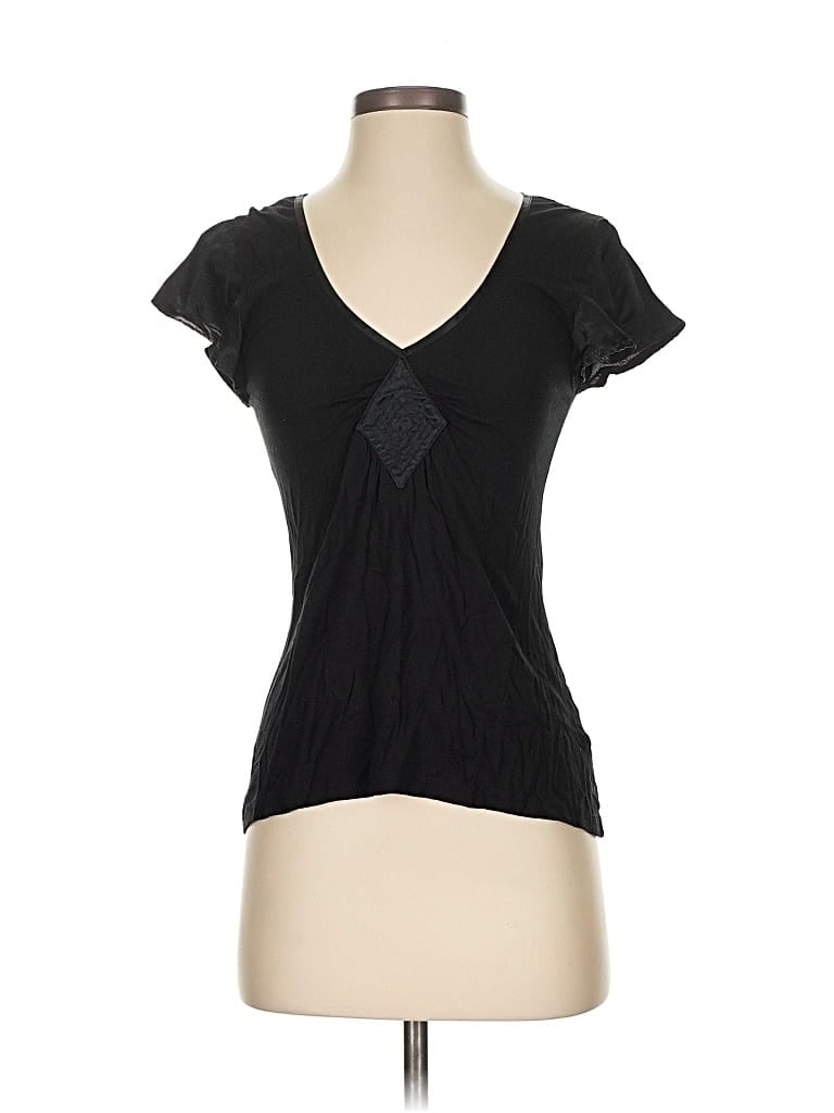 Pre-owned H&m Short Sleeve Top Black V Neck Tops