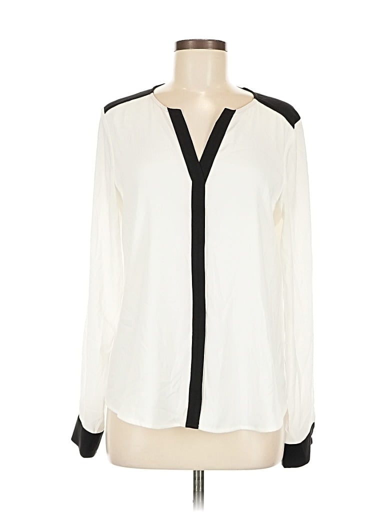 Pre-owned Calvin Klein Long Sleeve Blouse In White