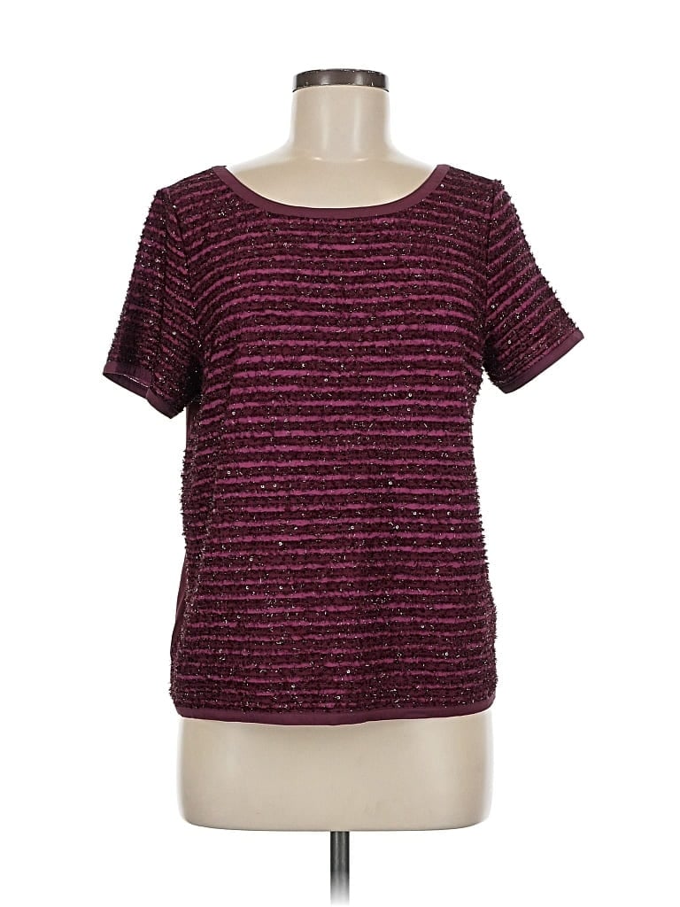 Pre-owned Ann Taylor Loft Short Sleeve T-shirt In Burgundy
