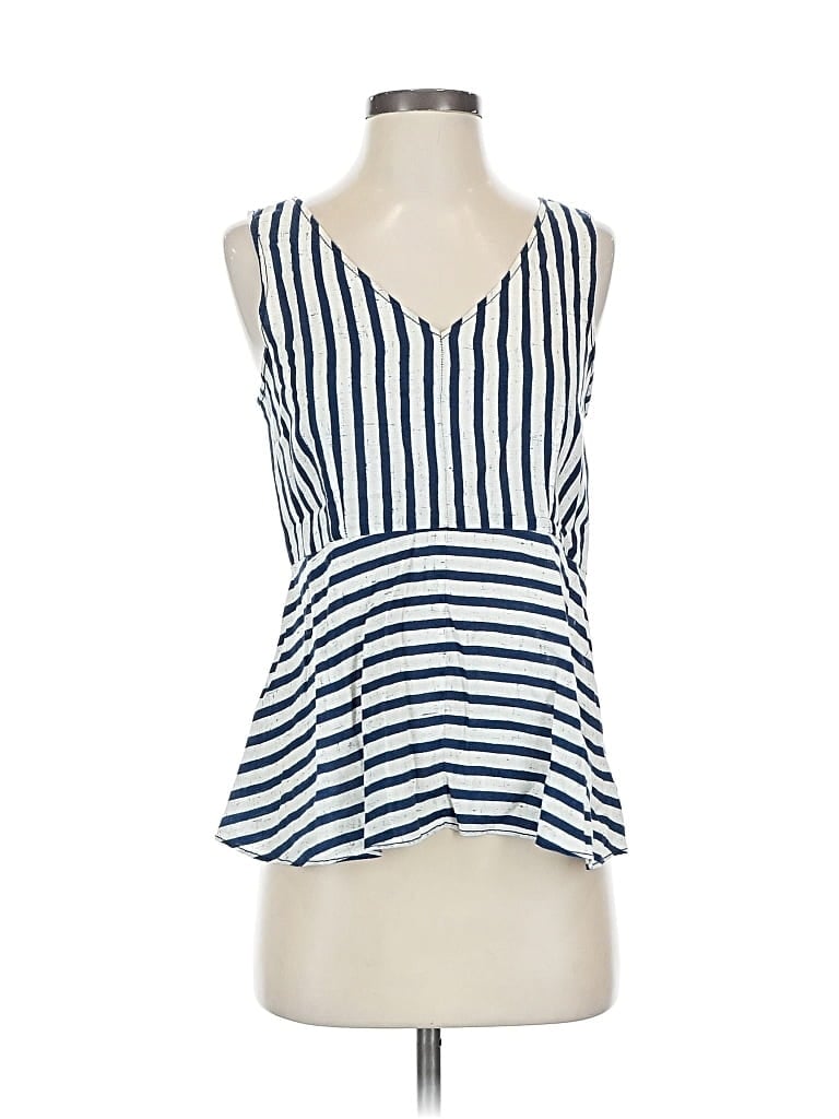 Pre-owned Rivet & Thread Sleeveless Top Blue Plunge Neckline Tops