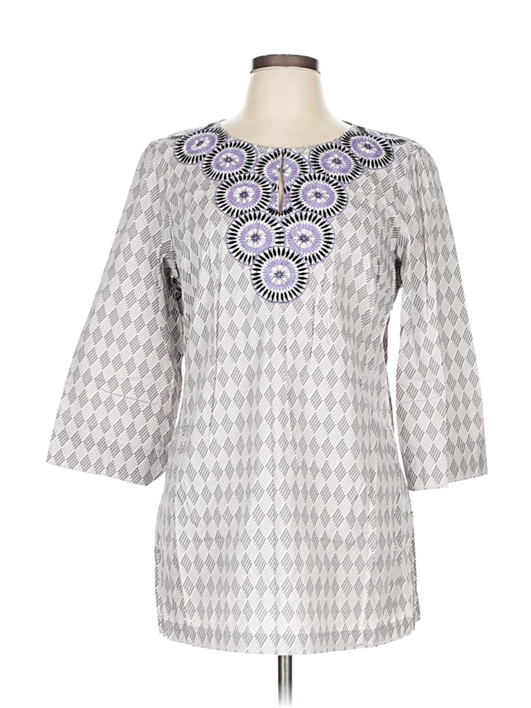 Pre-owned Dana Buchman 3/4 Sleeve Blouse In Gray