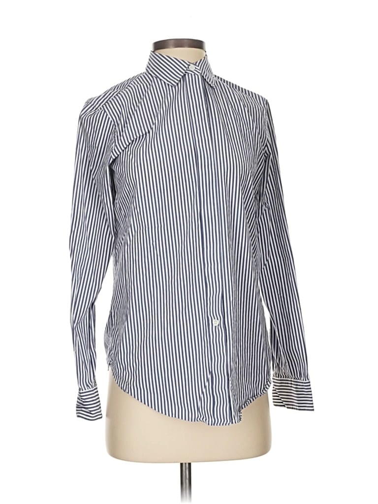 Pre-owned Theory Long Sleeve Button Down Shirt In Silver