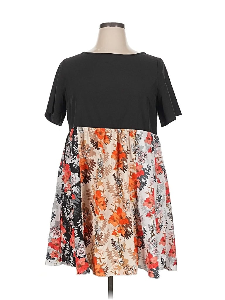 Pre-owned Shein Curve Short Sleeve Top Black Scoop Neck Tops