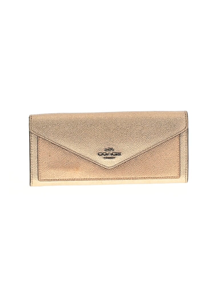Pre-owned Coach Leather Wallet In Gold