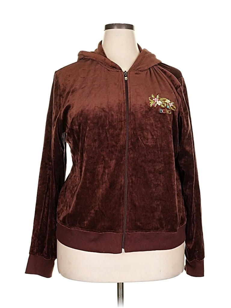 Click to view more detailed imagery on our partner's website Pre-owned Bcbgmaxazria Zip Up Hoodie In Burgundy