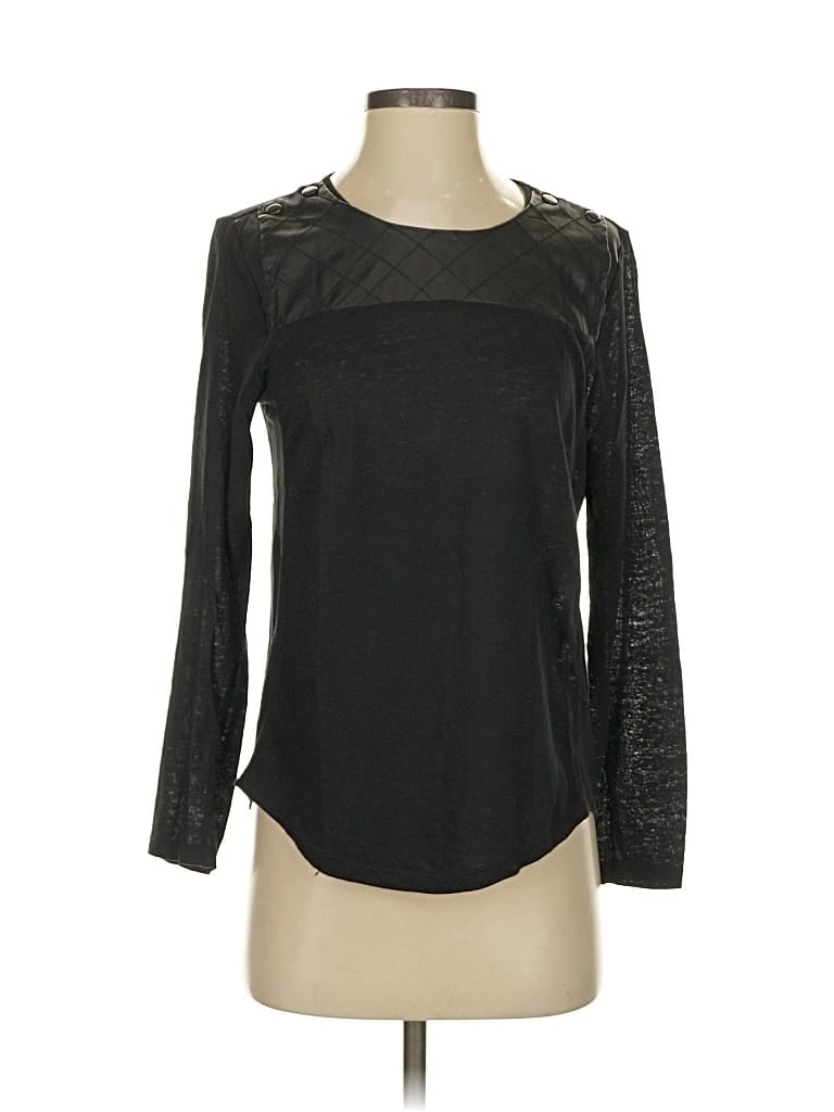 Pre-owned Sandro Long Sleeve Top Black Scoop Neck Tops