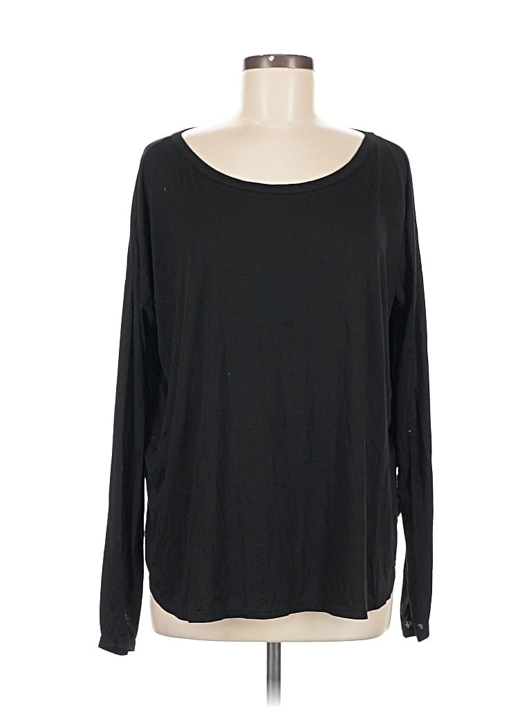 Pre-owned Feel The Piece Terre Jacobs Long Sleeve Top Black Boatneck Tops