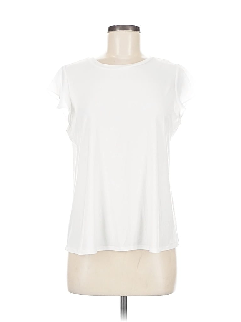 Click to view more detailed imagery on our partner's website Pre-owned Cece Short Sleeve Top White Ruffles Neckline Tops
