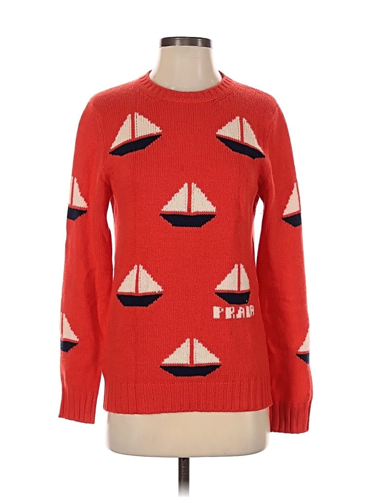 Pre-owned Prada Wool Pullover Sweater In Orange