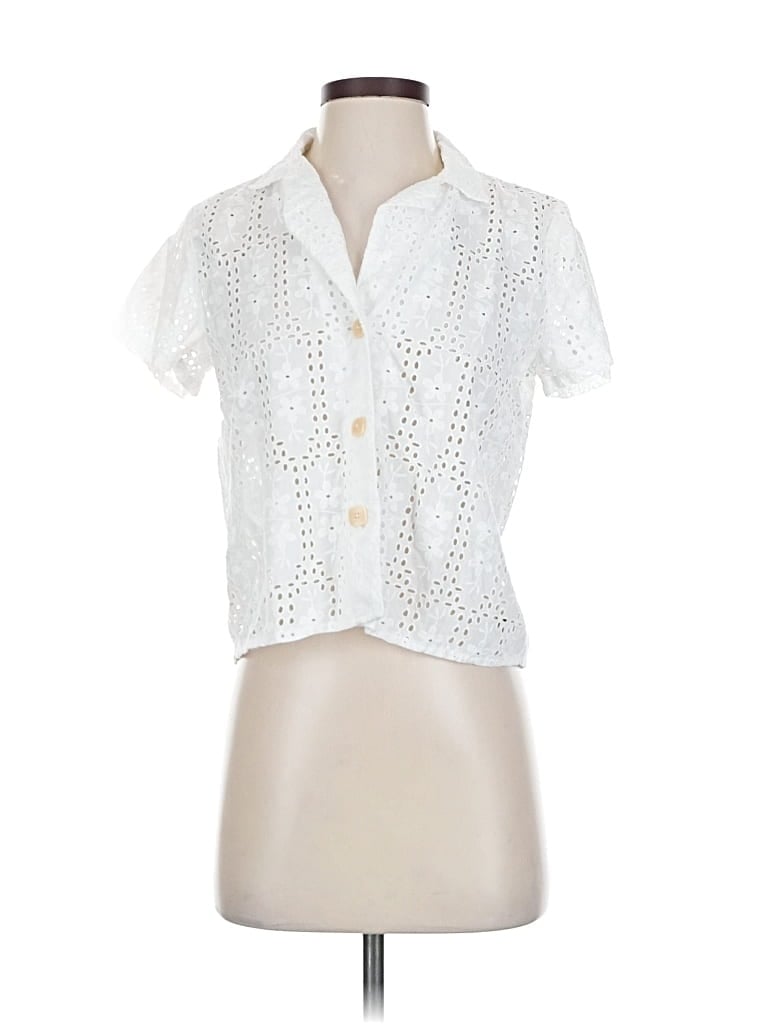 Pre-owned Madewell Short Sleeve Blouse In White