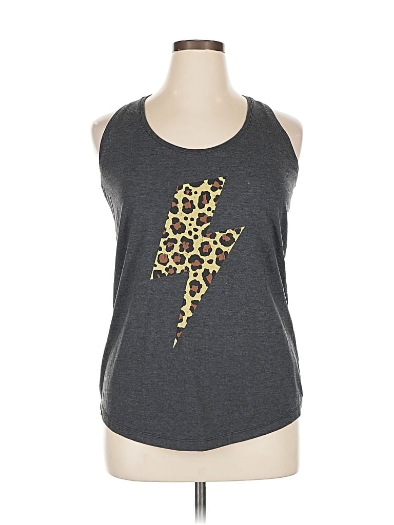 Pre-owned Instant Message Tank Top Gray Halter Neckline Tops