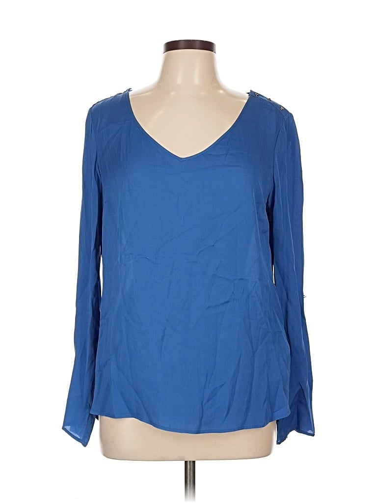 Pre-owned Massimo Dutti Long Sleeve Blouse In Blue