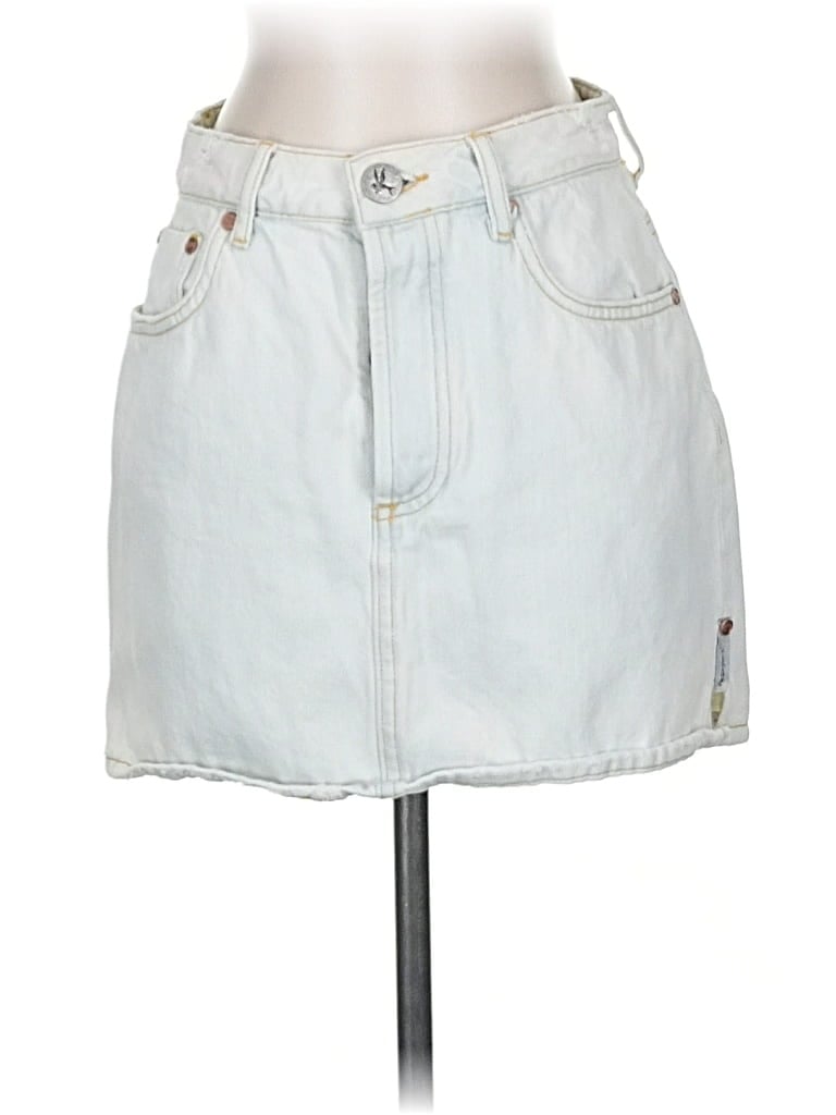 Pre-owned Oneteaspoon Denim Skirt In White