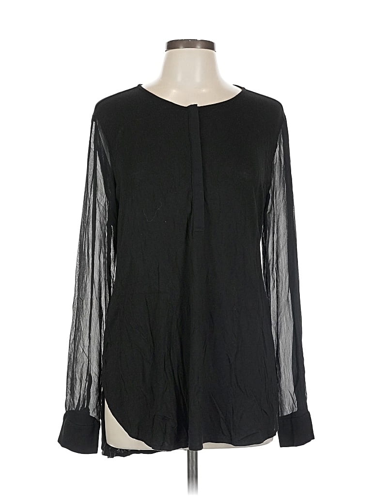 Pre-owned Ann Taylor Loft Outlet Long Sleeve Blouse In Black