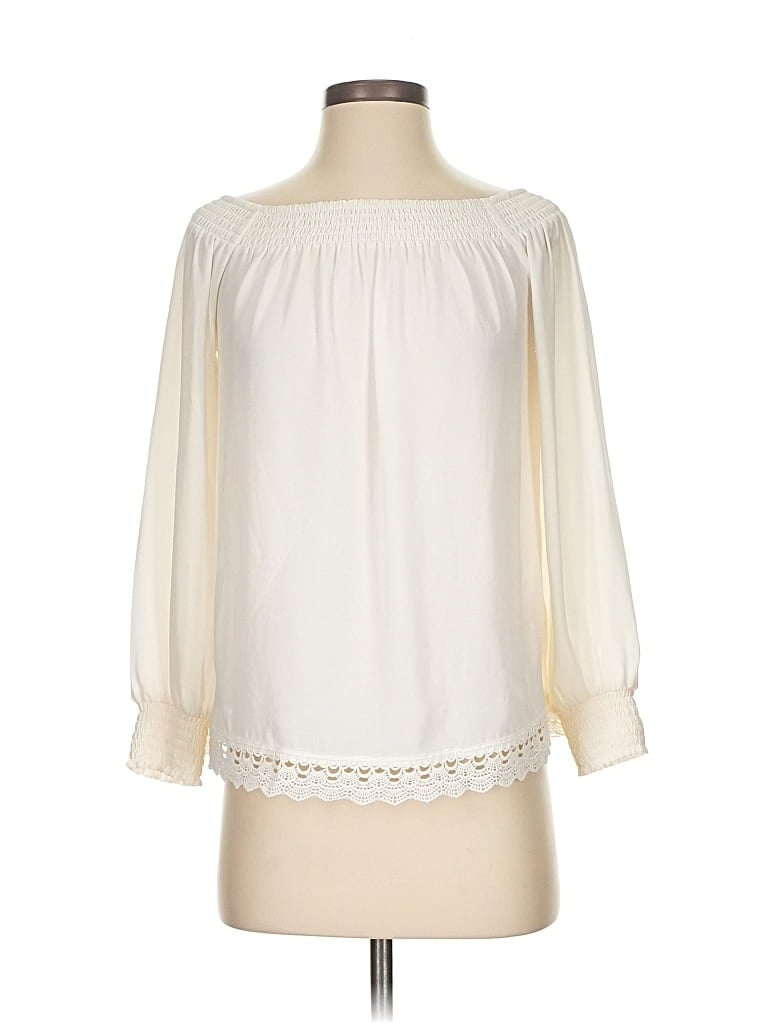 Pre-owned Express 3/4 Sleeve Blouse In White