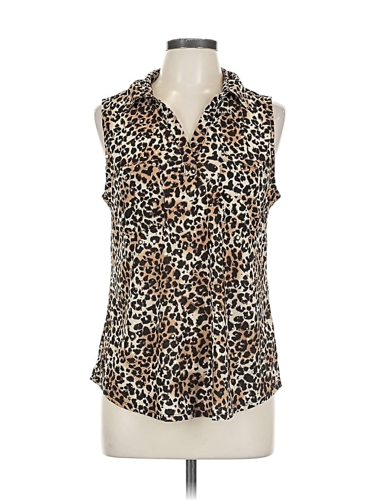 Pre-owned Emily Daniels Sleeveless Blouse In Brown
