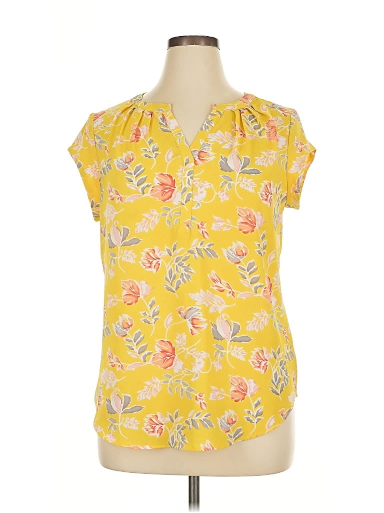 Pre-owned Fun2fun Short Sleeve Blouse In Yellow